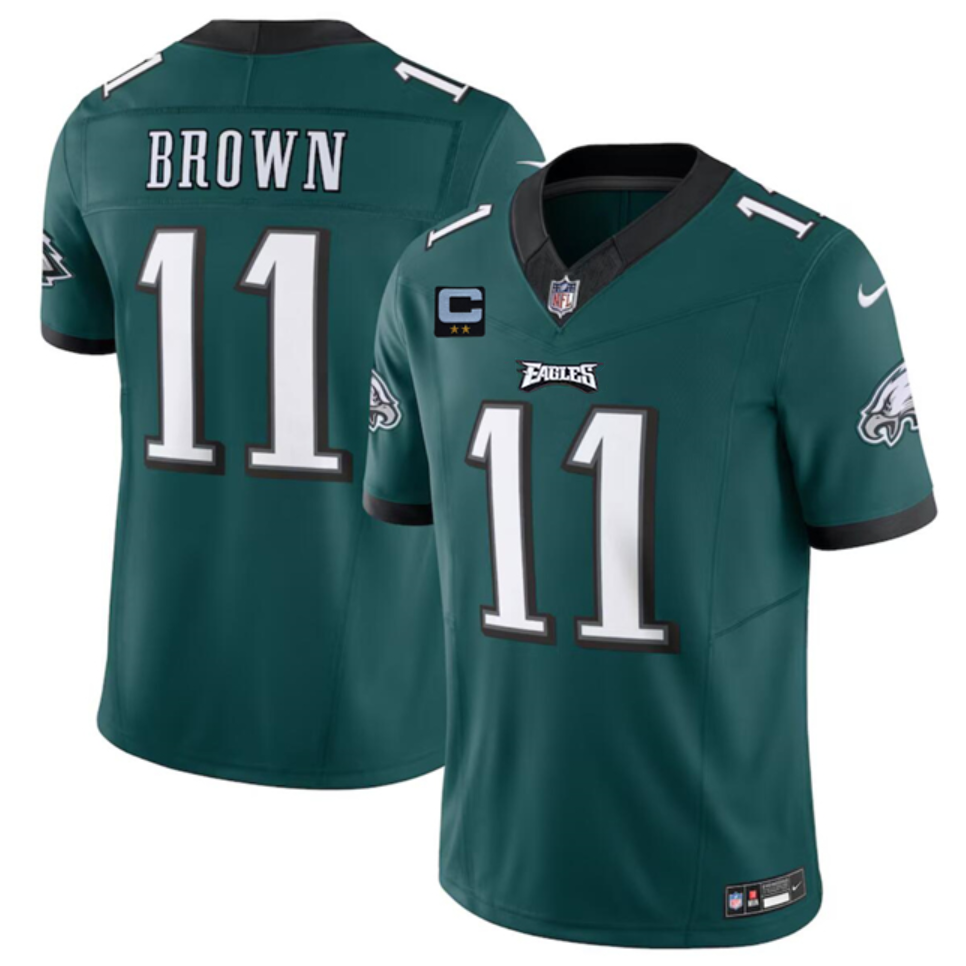 Men's Philadelphia Eagles #11 A. J. Brown Green F.U.S.E With 2-Star C Patch Vapor Untouchable Limited Stitched Football Jersey Men's Philadelphia Eagles #11 A. J. Brown Green F.U.S.E With 2-Star C Patch Vapor Untouchable Limited Stitched Football Jersey