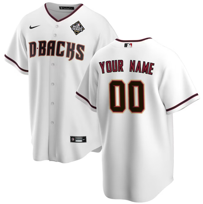 Men's Arizona Diamondbacks Active Player Custom White 2023 World Series Home Cool Base Stitched Baseball Jersey Men's Arizona Diamondbacks Active Player Custom White 2023 World Series Home Cool Base Stitched Baseball Jersey
