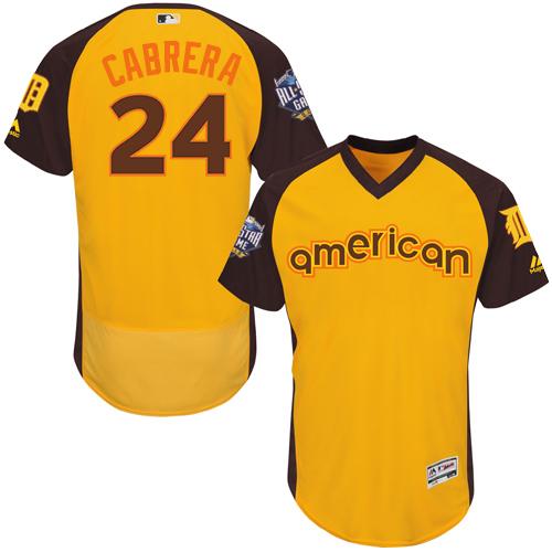 Tigers #24 Miguel Cabrera Gold Flexbase Authentic Collection 2016 All-Star American League Stitched MLB Jersey Tigers #24 Miguel Cabrera Gold Flexbase Authentic Collection 2016 All-Star American League Stitched MLB Jersey