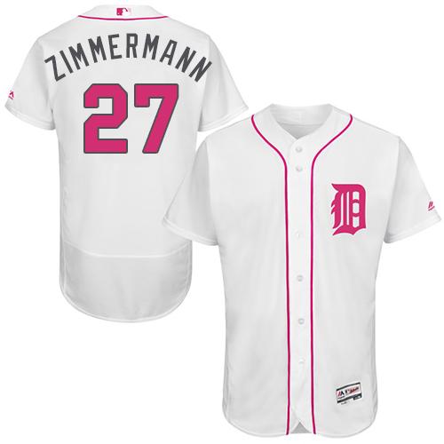 Tigers #27 Jordan Zimmermann White Flexbase Authentic Collection Mother's Day Stitched MLB Jersey Tigers #27 Jordan Zimmermann White Flexbase Authentic Collection Mother's Day Stitched MLB Jersey