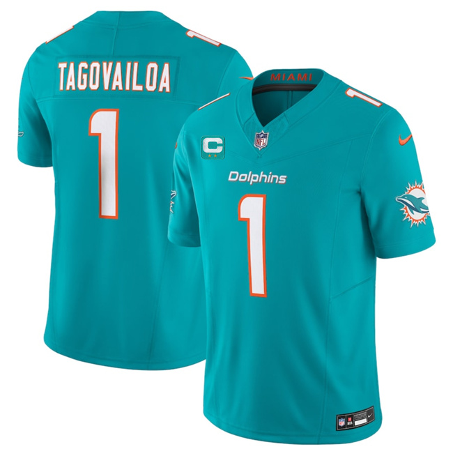 Men's Miami Dolphins #1 Tua Tagovailoa Aqua 2023 F.U.S.E With 2-Star C Patch Vapor Limited Stitched Football Jersey Men's Miami Dolphins #1 Tua Tagovailoa Aqua 2023 F.U.S.E With 2-Star C Patch Vapor Limited Stitched Football Jersey