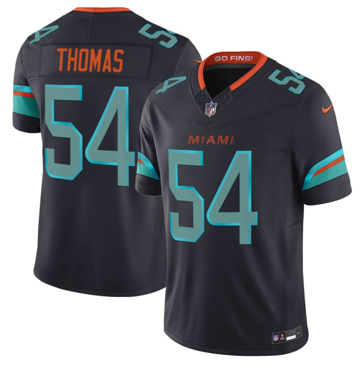 Men's Miami Dolphins #54 Zach Thomas Black 2025 F.U.S.E. “Rivalries” Vapor Limited Stitched Football Jersey Men's Miami Dolphins #54 Zach Thomas Black 2025 F.U.S.E. “Rivalries” Vapor Limited Stitched Football Jersey