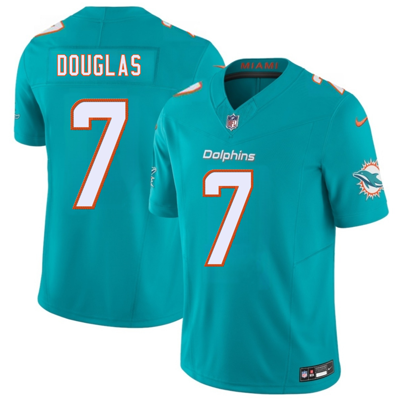 Men's Miami Dolphins #7 Caleb Douglas Aqua 2026 Draft F.U.S.E. Vapor Limited Stitched Football Jersey