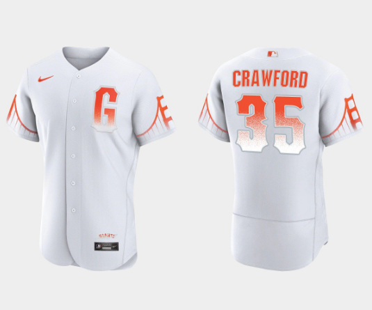 Men's San Francisco Giants #35 Brandon Crawford White City Connect Flex Base Stitched Jersey Men's San Francisco Giants #35 Brandon Crawford White City Connect Flex Base Stitched Jersey