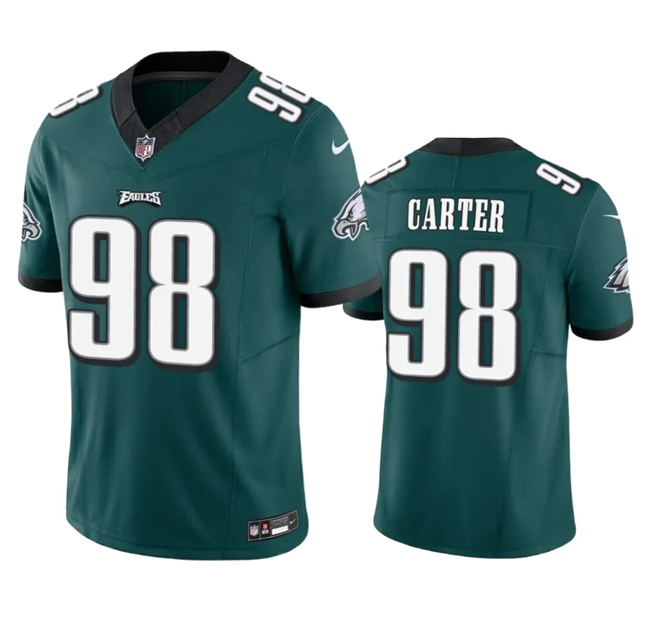 Men's Philadelphia Eagles #98 Jalen Carter Green 2023 F.U.S.E. Vapor Untouchable Limited Stitched Football Jersey Men's Philadelphia Eagles #98 Jalen Carter Green 2023 F.U.S.E. Vapor Untouchable Limited Stitched Football Jersey