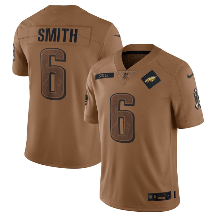 Men's Philadelphia Eagles #6 DeVonta Smith 2023 Brown Salute To Service Limited Football Jersey Men's Philadelphia Eagles #6 DeVonta Smith 2023 Brown Salute To Service Limited Football Jersey