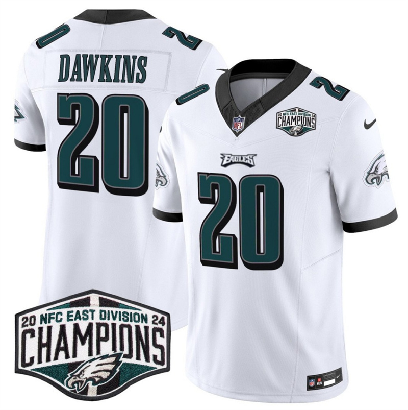 Men's Philadelphia Eagles #20 Brian Dawkins White 2024 NFC East Champions F.U.S.E. Vapor Untouchable Limited Stitched Football Jersey Men's Philadelphia Eagles #20 Brian Dawkins White 2024 NFC East Champions F.U.S.E. Vapor Untouchable Limited Stitched Football Jersey