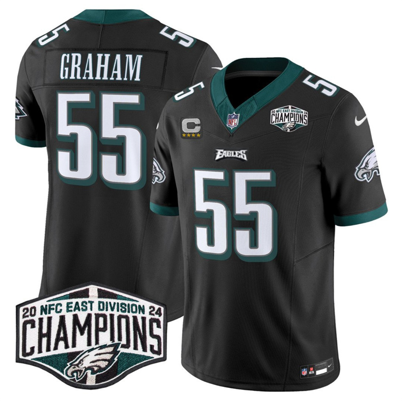 Men's Philadelphia Eagles #55 Brandon Graham Black 2024 NFC East Champions With 4-Star C Patch F.U.S.E. Vapor Untouchable Limited Stitched Football Jersey Men's Philadelphia Eagles #55 Brandon Graham Black 2024 NFC East Champions With 4-Star C Patch F.U.S.E. Vapor Untouchable Limited Stitched Football Jersey