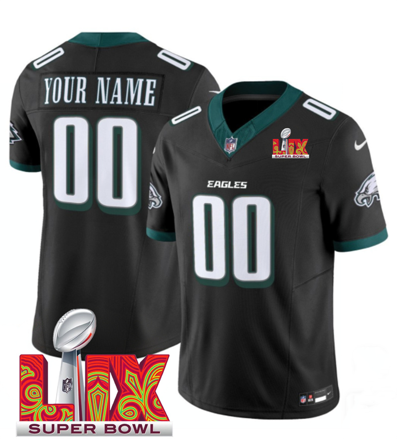 Men's Philadelphia Eagles Active Player Custom Black F.U.S.E. 24/25 Super Bowl LIX Vapor Untouchable Limited Stitched Football Jersey