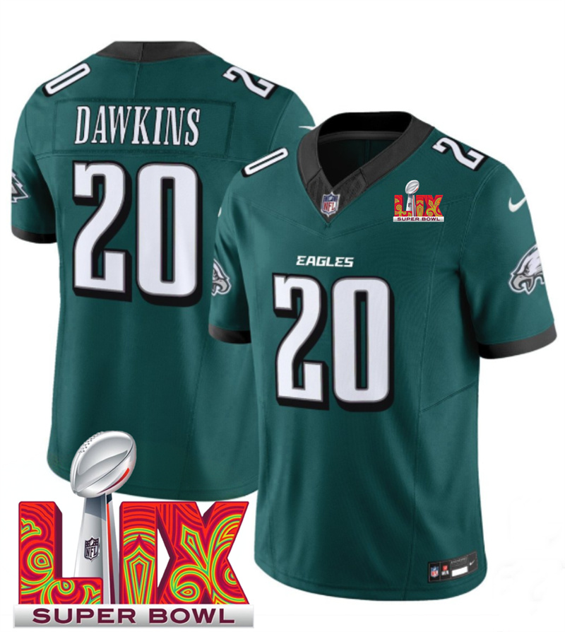 Men's Philadelphia Eagles #20 Brian Dawkins Green F.U.S.E. 24/25 Super Bowl LIX Vapor Untouchable Limited Stitched Football Jersey