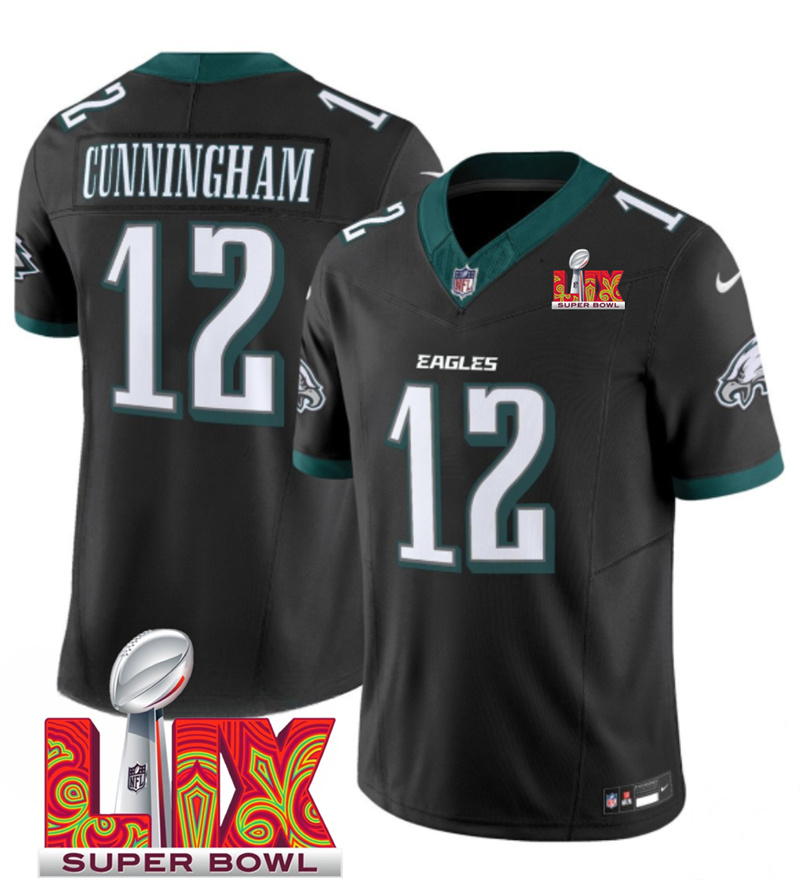 Men's Philadelphia Eagles #12 Randall Cunningham Black F.U.S.E. 24/25 Super Bowl LIX Vapor Untouchable Limited Stitched Football Jersey