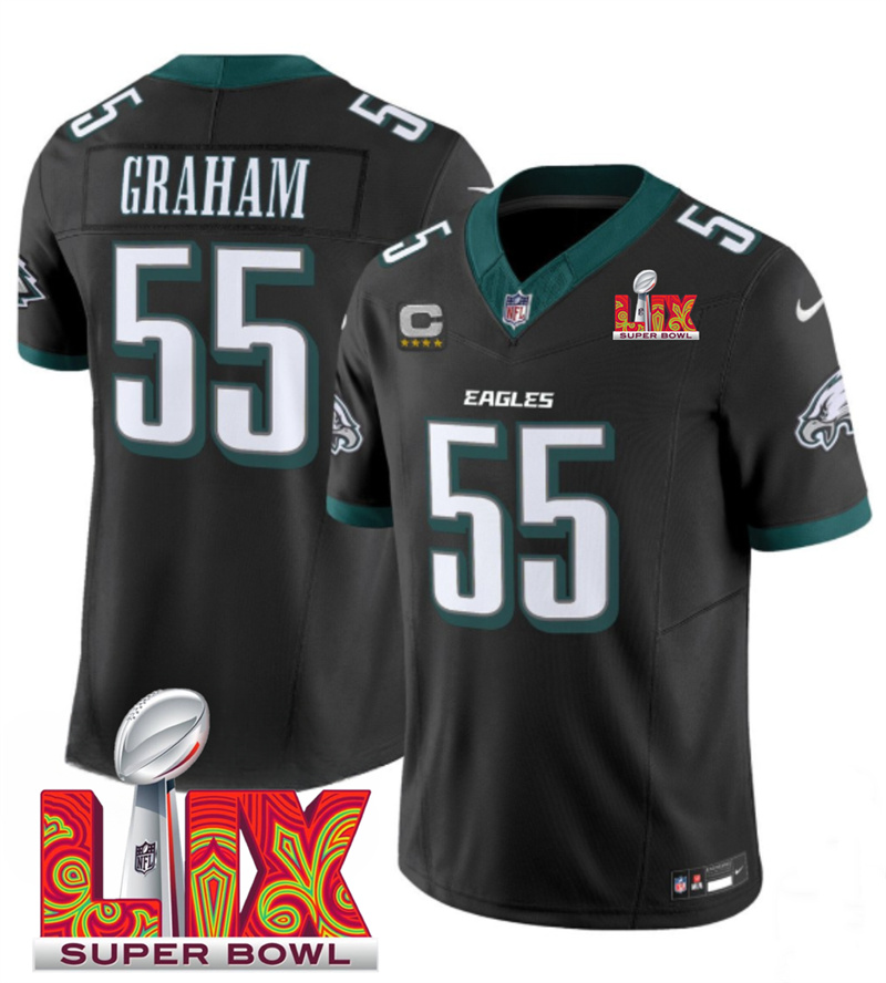 Men's Philadelphia Eagles #55 Brandon Graham Black F.U.S.E. 24/25 Super Bowl LIX Vapor Untouchable Limited Stitched Football Jersey Men's Philadelphia Eagles #55 Brandon Graham Black F.U.S.E. 24/25 Super Bowl LIX Vapor Untouchable Limited Stitched Football Jersey
