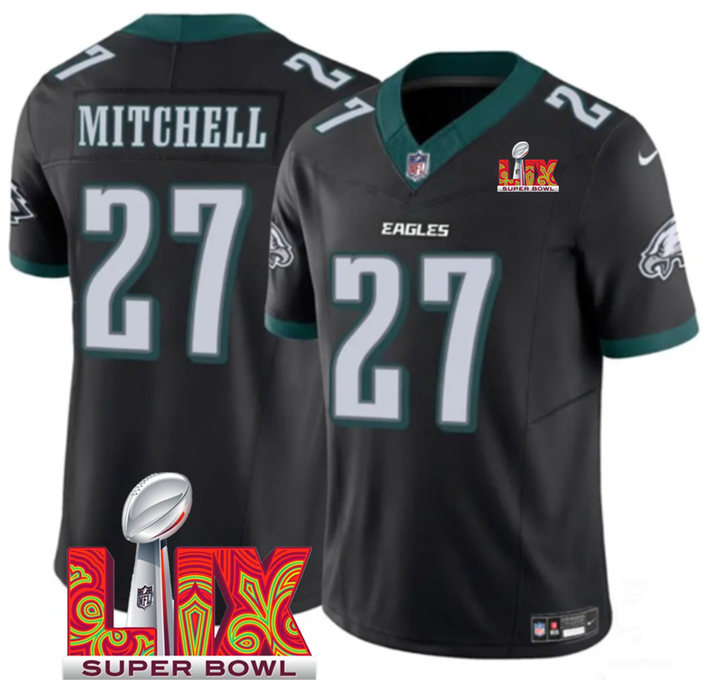 Men's Philadelphia Eagles #27 Quinyon Mitchell Black F.U.S.E. 24/25 Super Bowl LIX Vapor Untouchable Limited Stitched Football Jersey