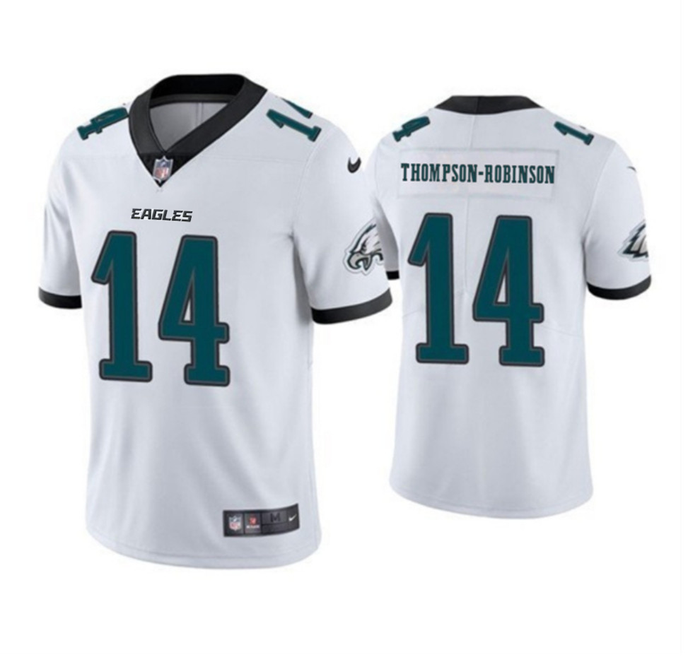 Men's Philadelphia Eagles #14 Dorian Thompson-Robinson White 2024 New F.U.S.E. Vapor Untouchable Limited Stitched Football Jersey Men's Philadelphia Eagles #14 Dorian Thompson-Robinson White 2024 New F.U.S.E. Vapor Untouchable Limited Stitched Football Jersey