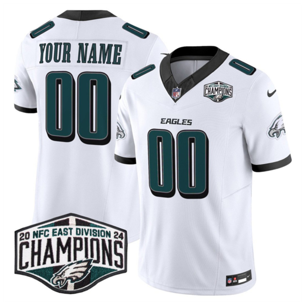 Men's Philadelphia Eagles Active Player Custom White 2024 New NFC East Champions F.U.S.E. Vapor Untouchable Limited Stitched Football Jersey Men's Philadelphia Eagles Active Player Custom White 2024 New NFC East Champions F.U.S.E. Vapor Untouchable Limited Stitched Football Jersey