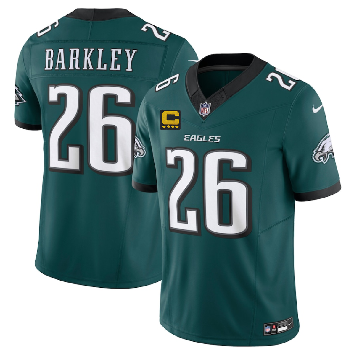 Men's Philadelphia Eagles #26 Saquon Barkley Green 2025 F.U.S.E. With 4-Star C Patch Vapor Untouchable Limited Stitched Football Jersey Men's Philadelphia Eagles #26 Saquon Barkley Green 2025 F.U.S.E. With 4-Star C Patch Vapor Untouchable Limited Stitched Football Jersey