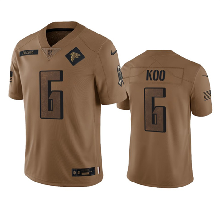 Men's Atlanta Falcons #6 Younghoe Koo 2023 Brown Salute To Setvice Limited Stitched Football Jersey Men's Atlanta Falcons #6 Younghoe Koo 2023 Brown Salute To Setvice Limited Stitched Football Jersey