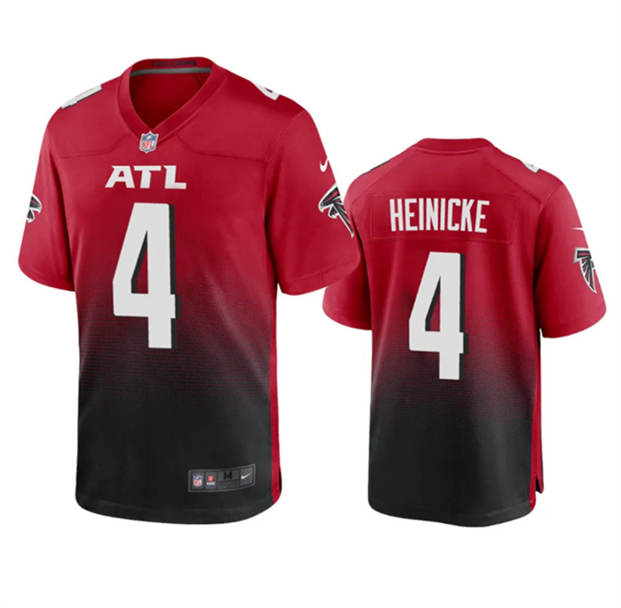 Men's Atlanta Falcons #4 Taylor Heinicke Red/Black Stitched Game Jersey Men's Atlanta Falcons #4 Taylor Heinicke Red/Black Stitched Game Jersey