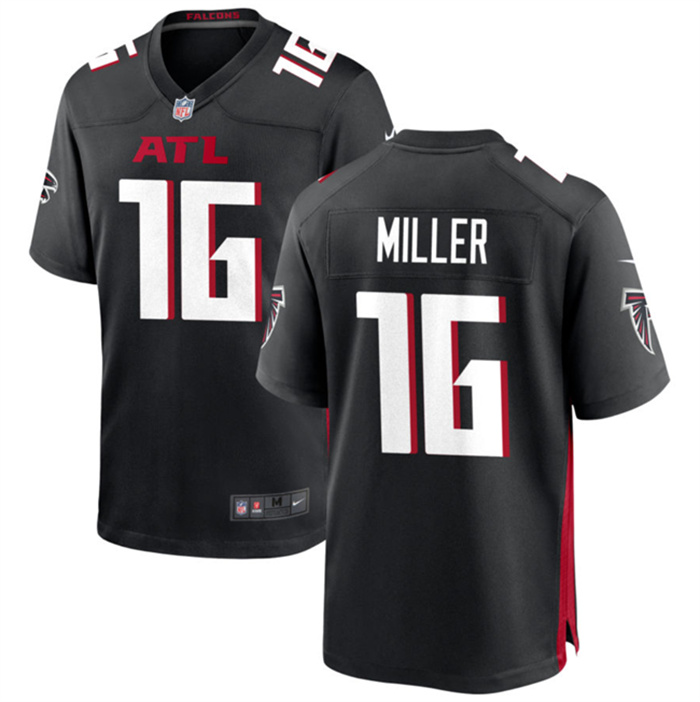 Men's Atlanta Falcons #16 Scott Miller New Black Stitched Game Jersey Men's Atlanta Falcons #16 Scott Miller New Black Stitched Game Jersey