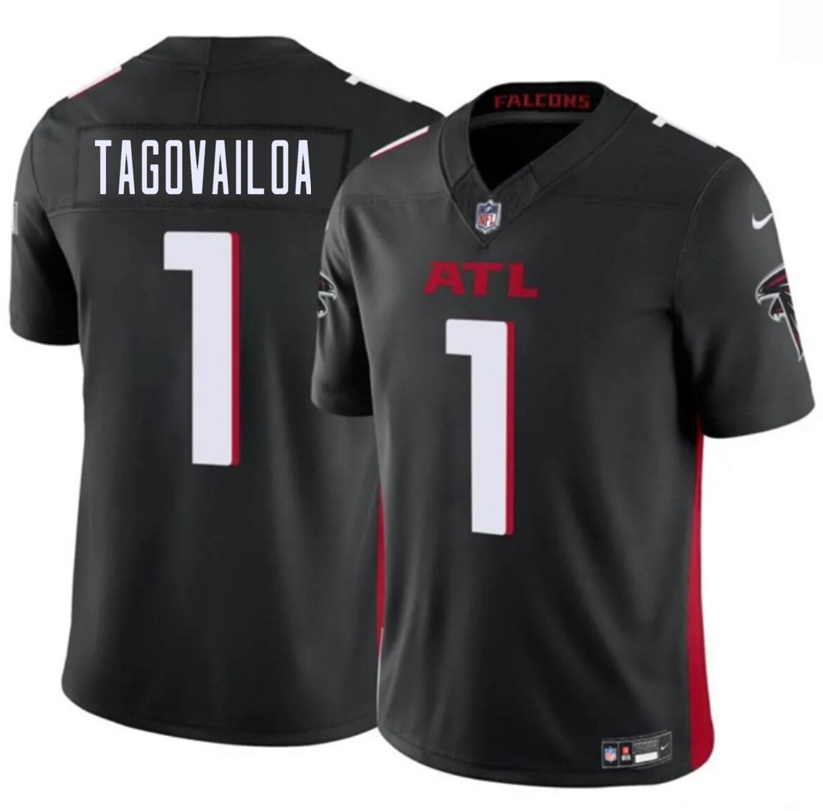 Men's Atlanta Falcons #1 Tua Tagovailoa Black 2026 F.U.S.E. Vapor Untouchable Limited Stitched Football Jersey Men's Atlanta Falcons #1 Tua Tagovailoa Black 2026 F.U.S.E. Vapor Untouchable Limited Stitched Football Jersey