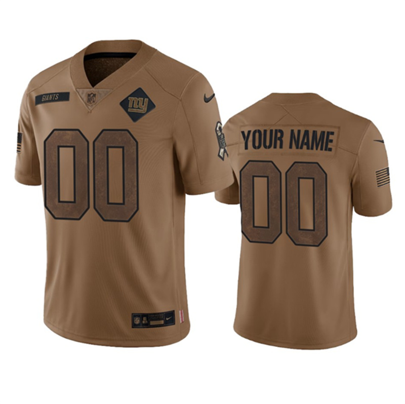 Men's New York Giants Active Player Custom 2023 Brown Salute To Setvice Limited Stitched Football Jersey Men's New York Giants Active Player Custom 2023 Brown Salute To Setvice Limited Stitched Football Jersey