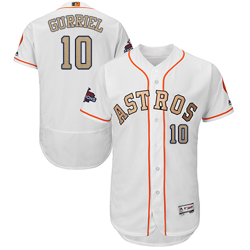 Astros #10 Yuli Gurriel White FlexBase Authentic 2018 Gold Program Cool Base Stitched MLB Jersey Astros #10 Yuli Gurriel White FlexBase Authentic 2018 Gold Program Cool Base Stitched MLB Jersey