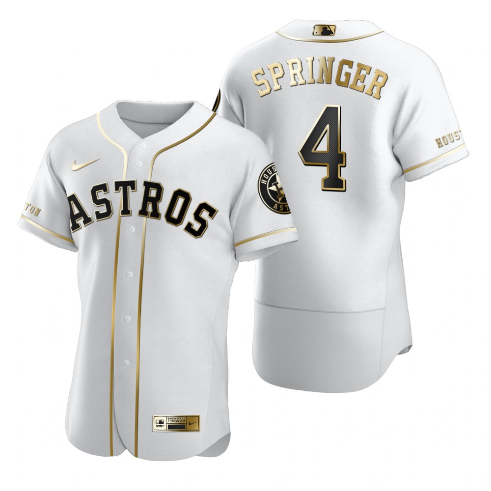 Houston Astros #4 George Springer White Nike Men's Authentic Golden Edition MLB Jersey Houston Astros #4 George Springer White Nike Men's Authentic Golden Edition MLB Jersey
