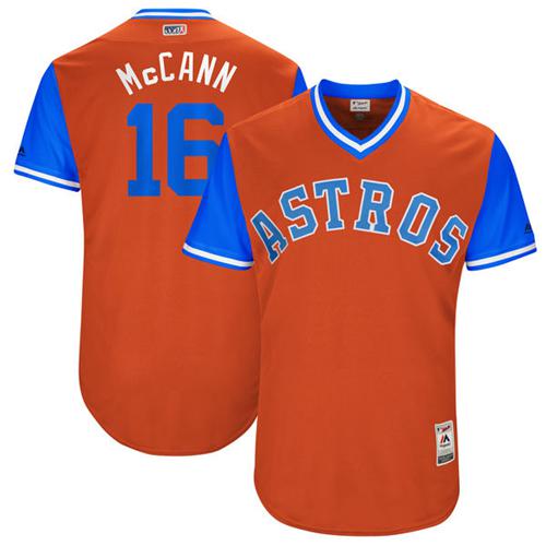 Astros #16 Brian McCann Orange "McCann" Players Weekend Authentic Stitched MLB Jersey Astros #16 Brian McCann Orange "McCann" Players Weekend Authentic Stitched MLB Jersey
