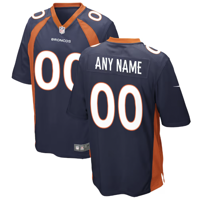Men's Denver Broncos Custom Navy Alternate Stitched Game Jersey Men's Denver Broncos Custom Navy Alternate Stitched Game Jersey