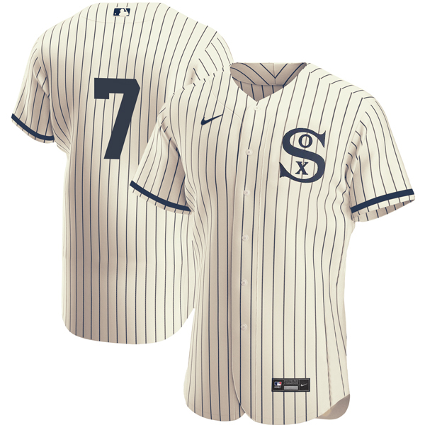 Men's Chicago White Sox #7 Tim Anderson 2021 Cream/Navy Field of Dreams Flex Base Men's Chicago White Sox #7 Tim Anderson 2021 Cream/Navy Field of Dreams Flex Base