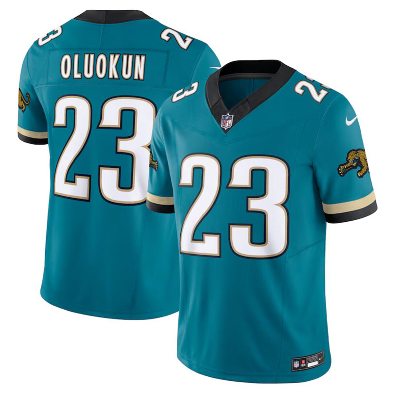 Men's Jacksonville Jaguars #23 Foye Oluokun Teal 2024 F.U.S.E. Prowler Throwback Vapor Limited Stitched Football Jersey Men's Jacksonville Jaguars #23 Foye Oluokun Teal 2024 F.U.S.E. Prowler Throwback Vapor Limited Stitched Football Jersey