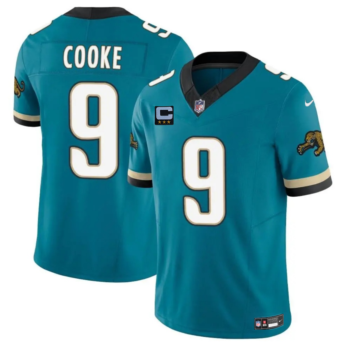 Men's Jacksonville Jaguars #9 Logan Cooke Teal 2025 F.U.S.E. With 3-Star C Patch Prowler Throwback Vapor Limited Stitched Football Jersey Men's Jacksonville Jaguars #9 Logan Cooke Teal 2025 F.U.S.E. With 3-Star C Patch Prowler Throwback Vapor Limited Stitched Football Jersey