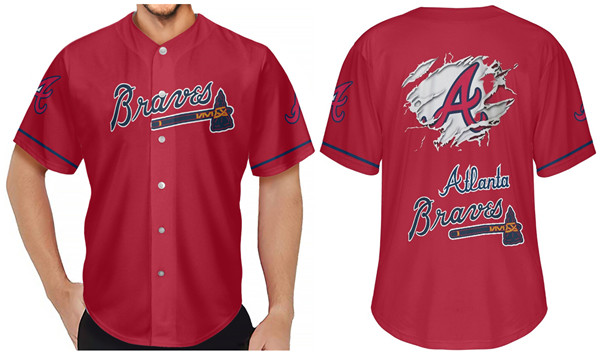 Men's Atlanta Braves Red Baseball Jersey Men's Atlanta Braves Red Baseball Jersey