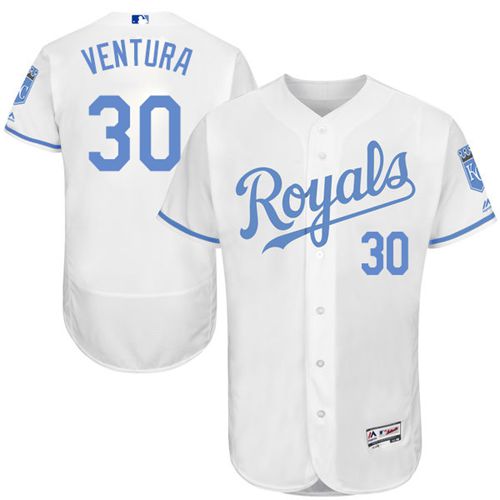 Royals #30 Yordano Ventura White Flexbase Authentic Collection Father's Day Stitched MLB Jersey Royals #30 Yordano Ventura White Flexbase Authentic Collection Father's Day Stitched MLB Jersey