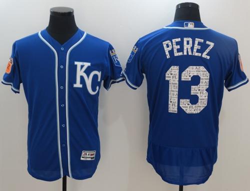 Royals #13 Salvador Perez Royal Blue 2017 Spring Training Authentic Flex Base Stitched MLB Jersey Royals #13 Salvador Perez Royal Blue 2017 Spring Training Authentic Flex Base Stitched MLB Jersey