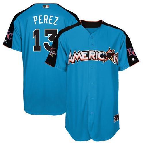 Royals #13 Salvador Perez Blue 2017 All-Star American League Stitched MLB Jersey Royals #13 Salvador Perez Blue 2017 All-Star American League Stitched MLB Jersey