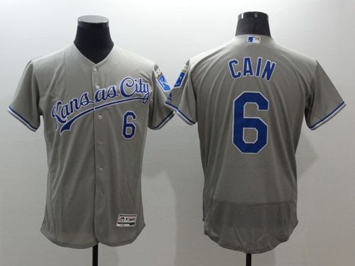 Royals #6 Lorenzo Cain Grey Flexbase Authentic Collection Stitched MLB Jersey Royals #6 Lorenzo Cain Grey Flexbase Authentic Collection Stitched MLB Jersey