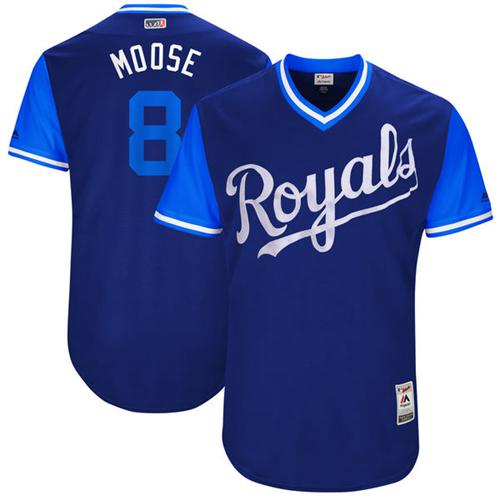 Royals #8 Mike Moustakas Navy "Moose" Players Weekend Authentic Stitched MLB Jersey Royals #8 Mike Moustakas Navy "Moose" Players Weekend Authentic Stitched MLB Jersey