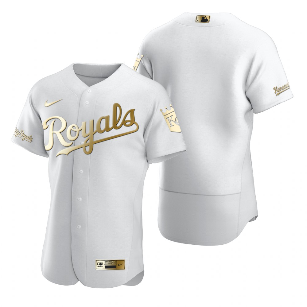 Kansas City Royals Blank White Nike Men's Authentic Golden Edition MLB Jersey Kansas City Royals Blank White Nike Men's Authentic Golden Edition MLB Jersey