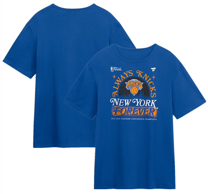 Men's New York Knicks Blue 2026 Eastern Conference Champions Hometown T-Shirt Men's New York Knicks Blue 2026 Eastern Conference Champions Hometown T-Shirt
