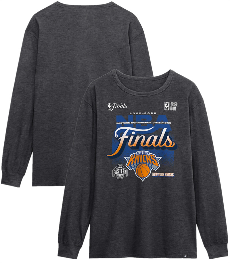 Men's New York Knicks Charcoal 2026 Eastern Conference Champions Locker Room Long Sleeve T-Shirt Men's New York Knicks Charcoal 2026 Eastern Conference Champions Locker Room Long Sleeve T-Shirt