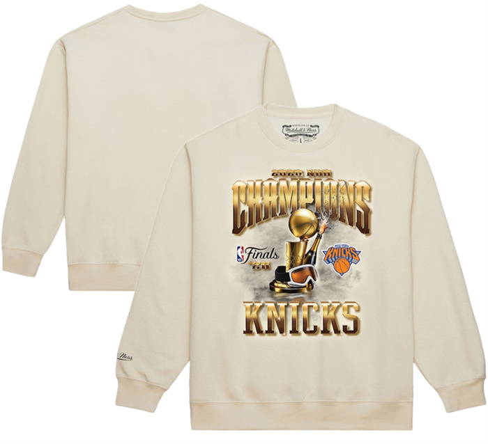 Men's New York Knicks Cream 2026 Finals Champions Crewneck Sweatshirt