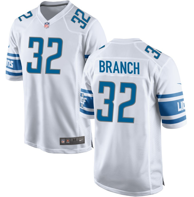 Men's Detroit Lions #32 Brian Branch White Stitched Game Jersey Men's Detroit Lions #32 Brian Branch White Stitched Game Jersey