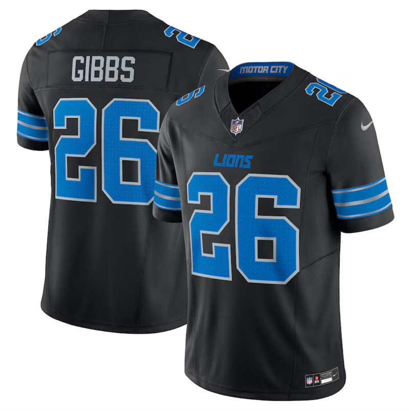 Men's Detroit Lions #26 Jahmyr Gibbs Black 2024 F.U.S.E. 2nd Alternate Vapor Limited Stitched Jersey Men's Detroit Lions #26 Jahmyr Gibbs Black 2024 F.U.S.E. 2nd Alternate Vapor Limited Stitched Jersey