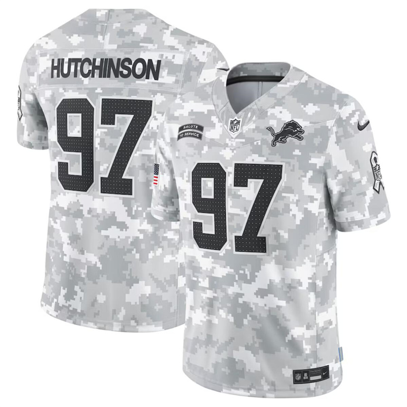 Men's Detroit Lions #97 Aidan Hutchinson 2024 F.U.S.E Arctic Camo Salute to Service Limited Stitched Football Jersey Men's Detroit Lions #97 Aidan Hutchinson 2024 F.U.S.E Arctic Camo Salute to Service Limited Stitched Football Jersey