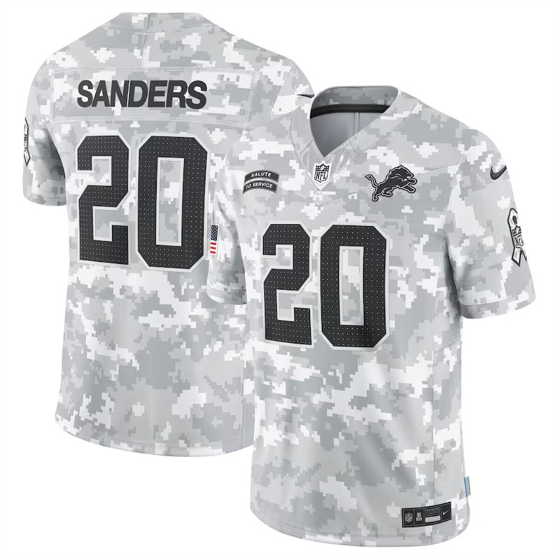Men's Detroit Lions #20 Barry Sanders 2024 F.U.S.E Arctic Camo Salute to Service Limited Stitched Football Jersey Men's Detroit Lions #20 Barry Sanders 2024 F.U.S.E Arctic Camo Salute to Service Limited Stitched Football Jersey