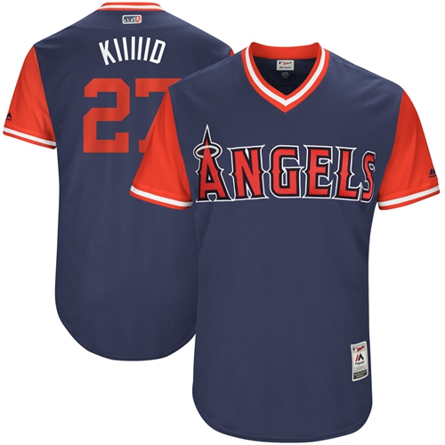 Angels of Anaheim #27 Mike Trout Navy "Kiiiiid" Players Weekend Authentic Stitched MLB Jersey Angels of Anaheim #27 Mike Trout Navy "Kiiiiid" Players Weekend Authentic Stitched MLB Jersey