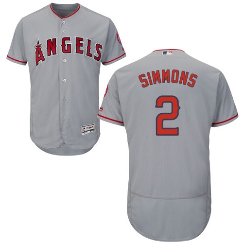 Angels of Anaheim #2 Andrelton Simmons Grey Flexbase Authentic Collection Stitched MLB Jersey Angels of Anaheim #2 Andrelton Simmons Grey Flexbase Authentic Collection Stitched MLB Jersey