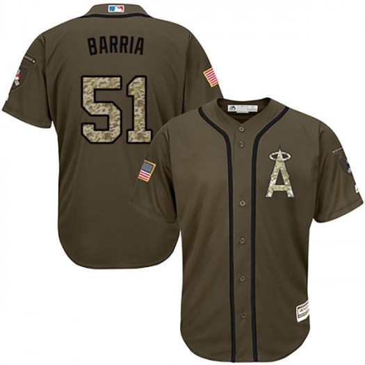 Angels of Anaheim #51 Jaime Barria Green Salute to Service Stitched MLB Jersey Angels of Anaheim #51 Jaime Barria Green Salute to Service Stitched MLB Jersey