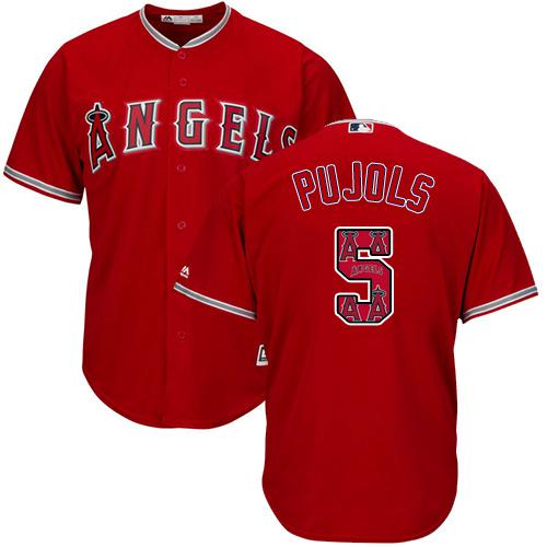 Angels of Anaheim #5 Albert Pujols Red Team Logo Fashion Stitched MLB Jersey Angels of Anaheim #5 Albert Pujols Red Team Logo Fashion Stitched MLB Jersey